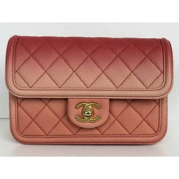 Chanel Caviar Quilted Sunset On The Sea Waist Bag – Coral with Gold Hardware C-1 - Picture 2 of 16
